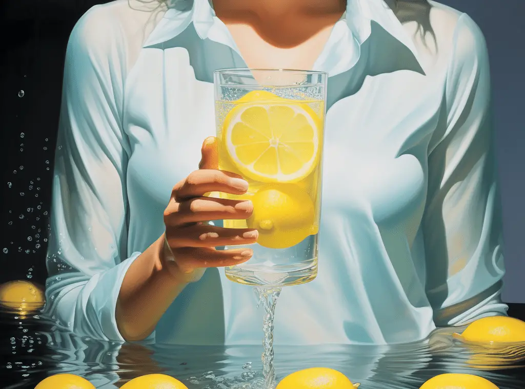 Drinking lemon water